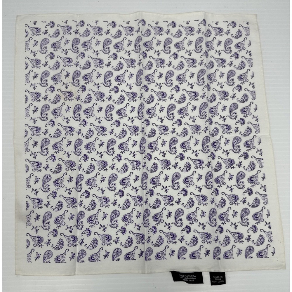 Nordstrom Men's Shop Paisley Pocket Square Handkerchief Hanky Gift 100%‎ Cotton